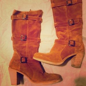 Via Spiga Caramel Leather Boots with Buckles